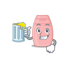 A cartoon concept of baby cream with a glass of beer