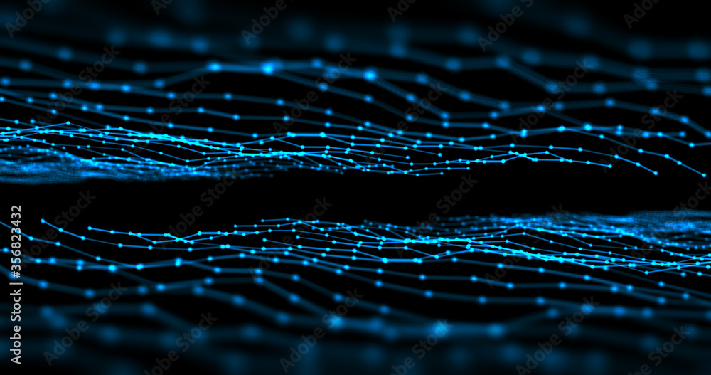 Poster connected dots and lines connection on abstract technology background.3d illustration