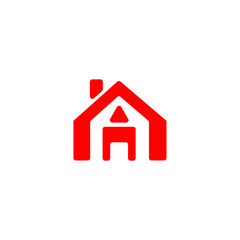 smart home minimalist red logo design