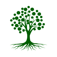 Green tree silhouette isolated on white background.vector illustration