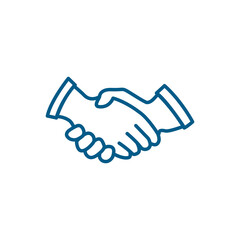 Handshake Line Blue Icon On White Background. Blue Flat Style Vector Illustration