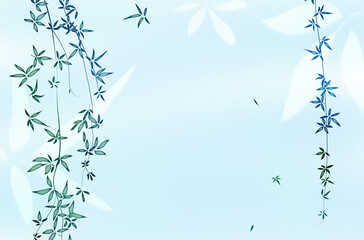 Summer greeting card with flesh green leaves and vine