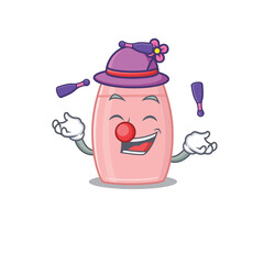 A baby cream cartoon design style succeed playing juggling