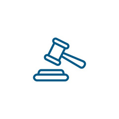 Fototapeta premium Justice Gavel Line Blue Icon On White Background. Blue Flat Style Vector Illustration