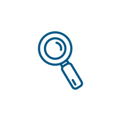 Magnifying Glass Line Blue Icon On White Background. Blue Flat Style Vector Illustration