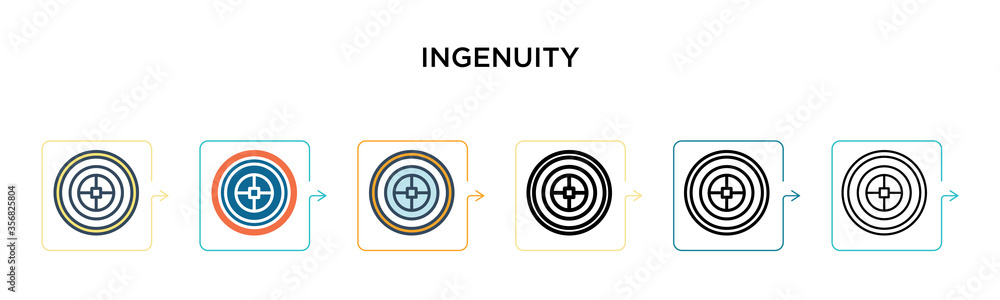 Poster ingenuity vector icon in 6 different modern styles. black, two colored ingenuity icons designed in f