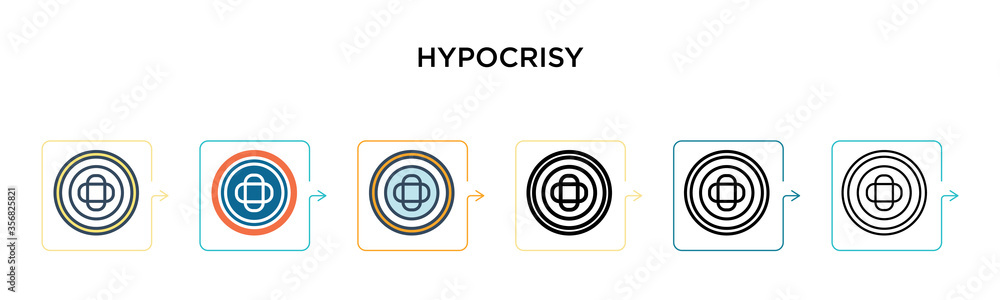 Poster hypocrisy vector icon in 6 different modern styles. black, two colored hypocrisy icons designed in f