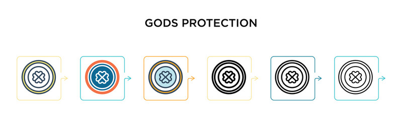 Gods protection vector icon in 6 different modern styles. Black, two colored gods protection icons designed in filled, outline, line and stroke style. Vector illustration can be used for web, mobile,