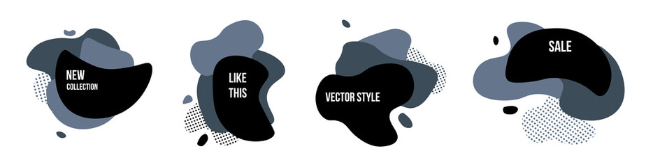 Set of Modern Graphic Banners, Dynamic Color Shapes and Lines, Halftone and Memphis Design, Sale, Vector
