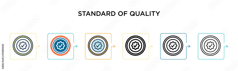 Poster standard of quality vector icon in 6 different modern styles. black, two colored standard of quality