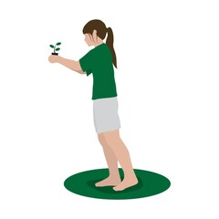 girl holding potted plant