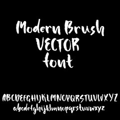 Hand drawn font made by dry brush strokes. Grunge style alphabet. Handwritten font. Vector illustration