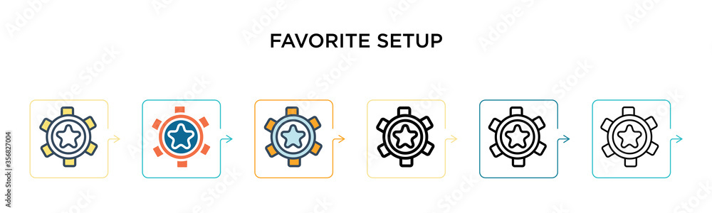 Poster favorite setup vector icon in 6 different modern styles. black, two colored favorite setup icons des