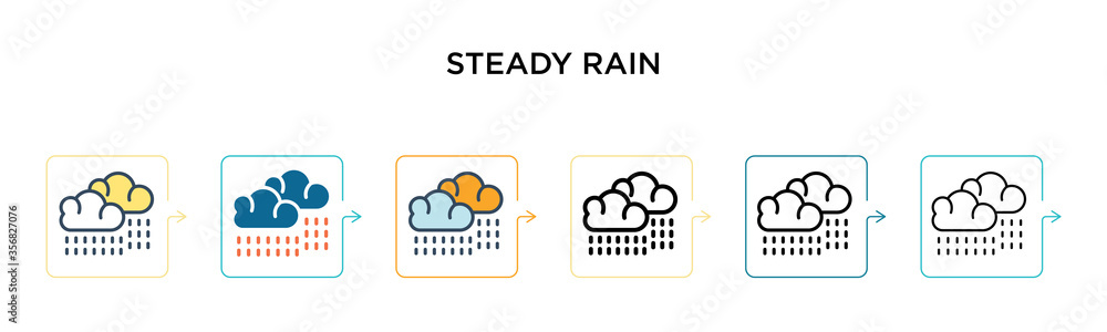 Poster steady rain vector icon in 6 different modern styles. black, two colored steady rain icons designed 