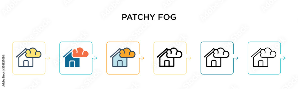 Aufkleber patchy fog vector icon in 6 different modern styles. black, two colored patchy fog icons designed in