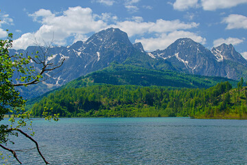 lake and mountains, Almsee Grünau Austria