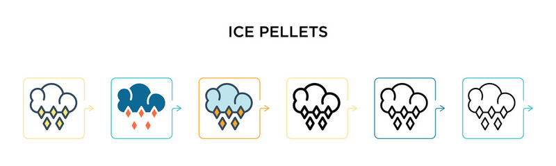 Ice pellets vector icon in 6 different modern styles. Black, two colored ice pellets icons designed in filled, outline, line and stroke style. Vector illustration can be used for web, mobile, ui
