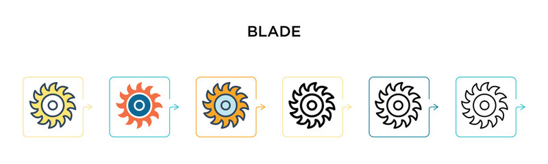 Blade vector icon in 6 different modern styles. Black, two colored blade icons designed in filled, outline, line and stroke style. Vector illustration can be used for web, mobile, ui