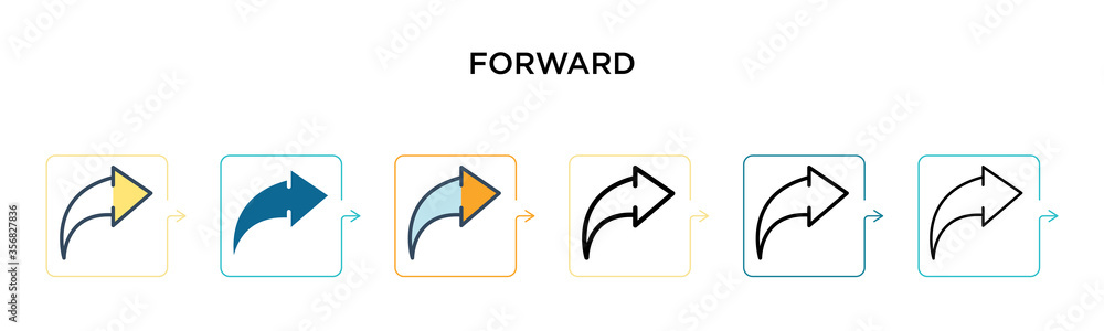 Poster forward vector icon in 6 different modern styles. black, two colored forward icons designed in fille