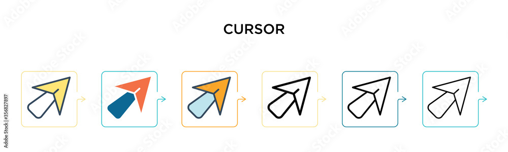 Poster cursor vector icon in 6 different modern styles. black, two colored cursor icons designed in filled,
