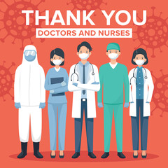 Thank you doctors and nurses vector