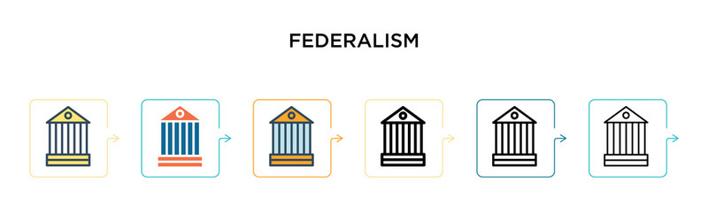 Federalism vector icon in 6 different modern styles. Black, two colored federalism icons designed in filled, outline, line and stroke style. Vector illustration can be used for web, mobile, ui
