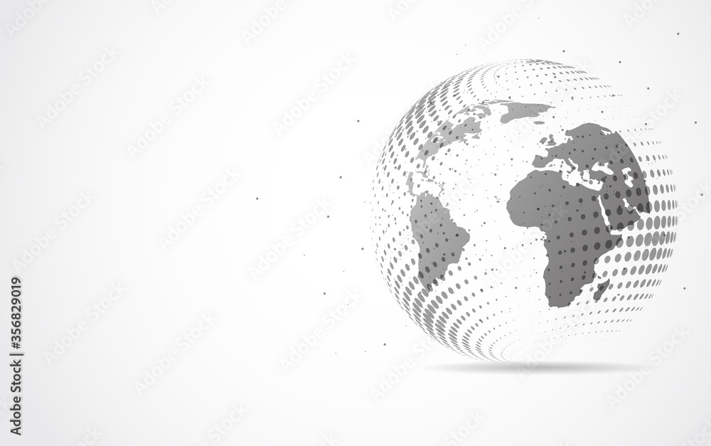 Poster global network connection. world map point and line composition concept of global business. vector i