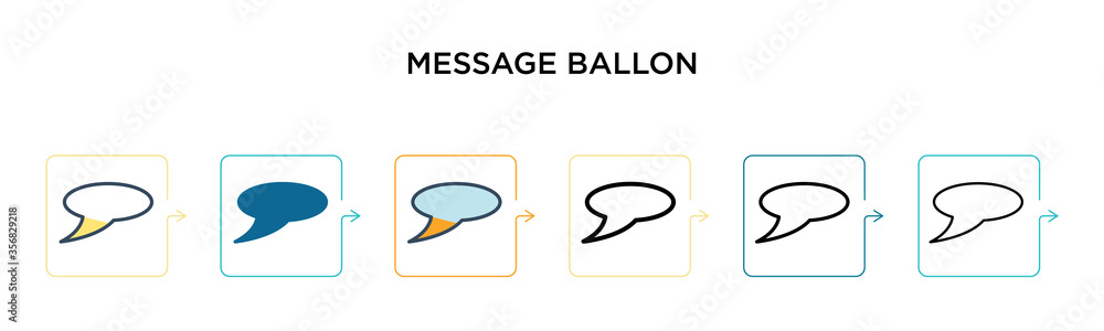 Poster message ballon vector icon in 6 different modern styles. black, two colored message ballon icons des