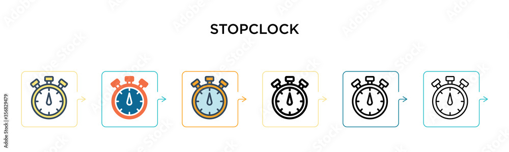 Aufkleber stopclock vector icon in 6 different modern styles. black, two colored stopclock icons designed in f