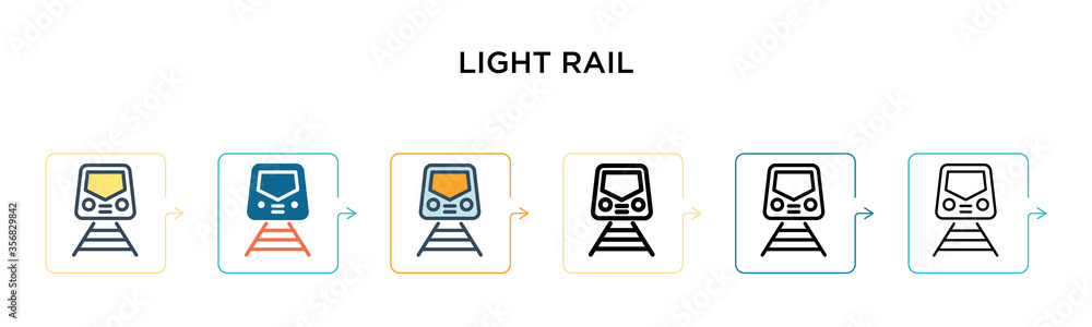 Aufkleber light rail vector icon in 6 different modern styles. black, two colored light rail icons designed in