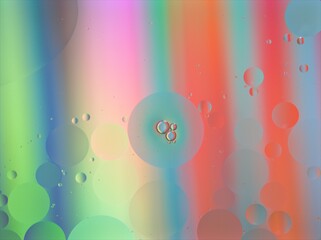 Beautiful bubbles oil with colorful white pink background ,dropslets macro image ,abstract background, sweet pastel color for card design