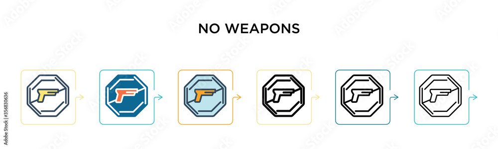 Poster no weapons vector icon in 6 different modern styles. black, two colored no weapons icons designed in