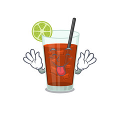 Funny cuba libre cocktail cartoon design with tongue out face