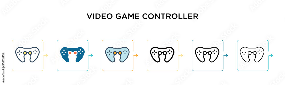 Aufkleber video game controller vector icon in 6 different modern styles. black, two colored video game contro