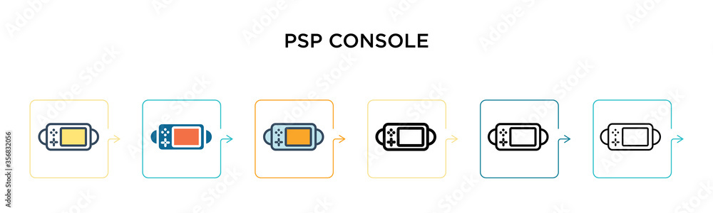 Aufkleber psp console vector icon in 6 different modern styles. black, two colored psp console icons designed 