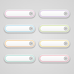 Vector set colorful button and shadow long round for wed design
