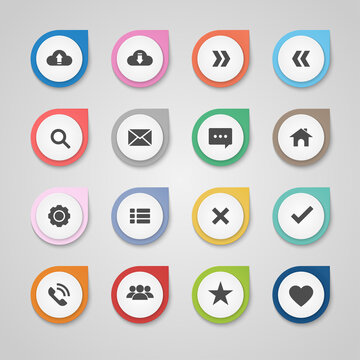 Vector set colorful round button icon web