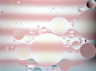 Beautiful bubbles oil with colorful white pink background ,dropslets macro image ,abstract background, sweet pastel color for card design, valentine day