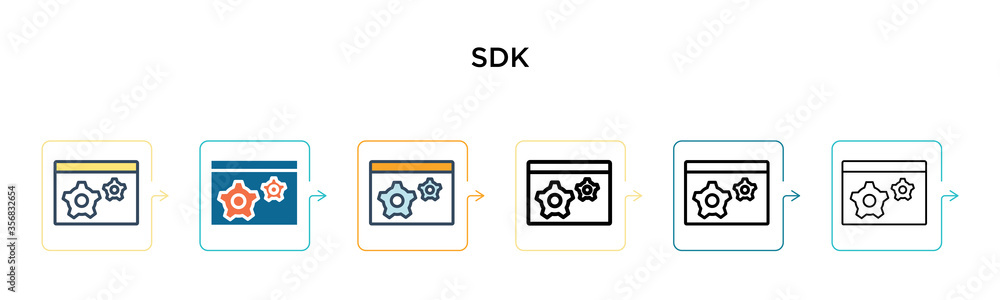 Poster sdk vector icon in 6 different modern styles. black, two colored sdk icons designed in filled, outli