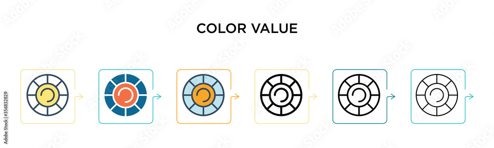 Aufkleber color value vector icon in 6 different modern styles. black, two colored color value icons designed 