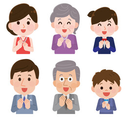 拍手して祝う家族　イラスト