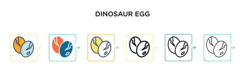 Dinosaur egg vector icon in 6 different modern styles. Black, two colored dinosaur egg icons designed in filled, outline, line and stroke style. Vector illustration can be used for web, mobile, ui