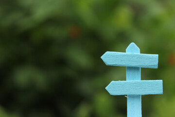 Blank Signpost in Garden Shallow DOF