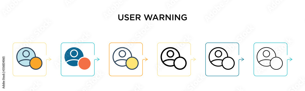 Aufkleber user warning vector icon in 6 different modern styles. black, two colored user warning icons designe