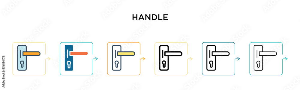 Poster handle vector icon in 6 different modern styles. black, two colored handle icons designed in filled,