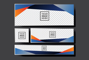 pack of gradient orange blue social media banner background design. modern template illustration vector