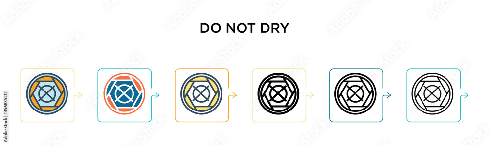 Aufkleber do not dry vector icon in 6 different modern styles. black, two colored do not dry icons designed in