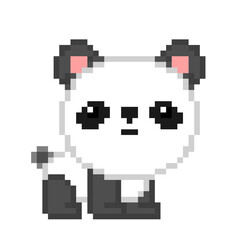 8 bit Pixel panda image. Animal in Vector Illustration of pixel art.