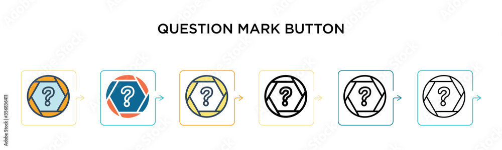 Poster question mark button sign vector icon in 6 different modern styles. black, two colored question mark