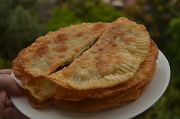 food cheburek meat eat kitchen